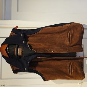 Paul Stewart jacket vest leather wool cashmere size XL